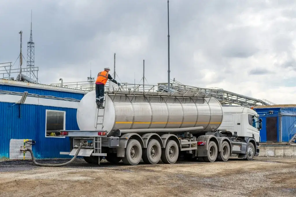A Midland Oil Group tanker carrying out waste oil collection services in the UK.